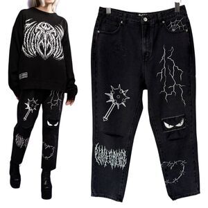Cool Shirtz Cold Ones Very Cool The Spooky Denim Screenprint Black Jeans Size 30